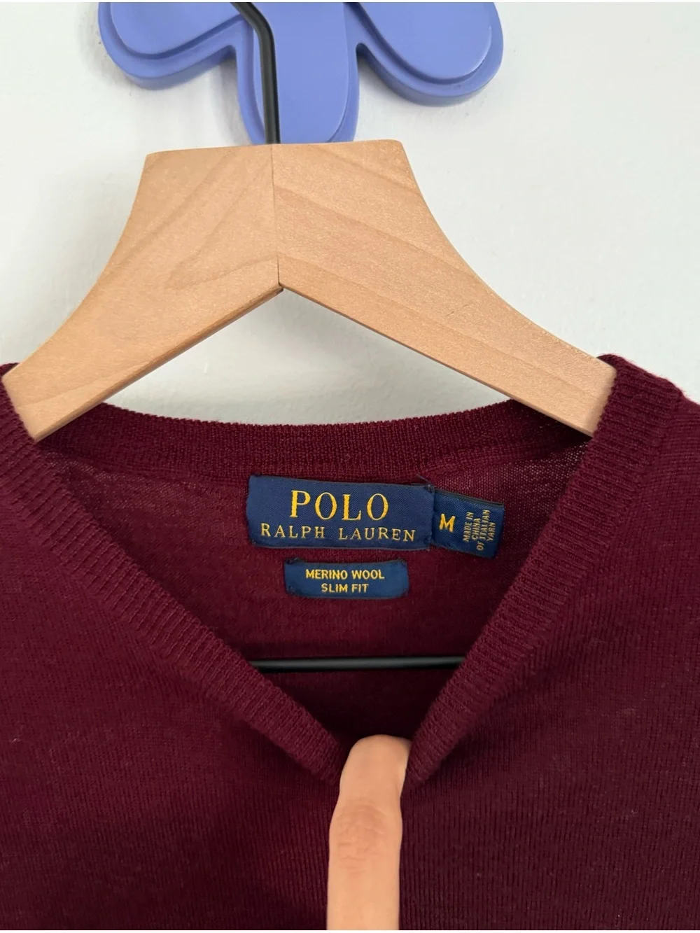 Polo Ralph Lauren Women’s Medium Sweater Merino Wool Slim Fit Burgundy Maroon